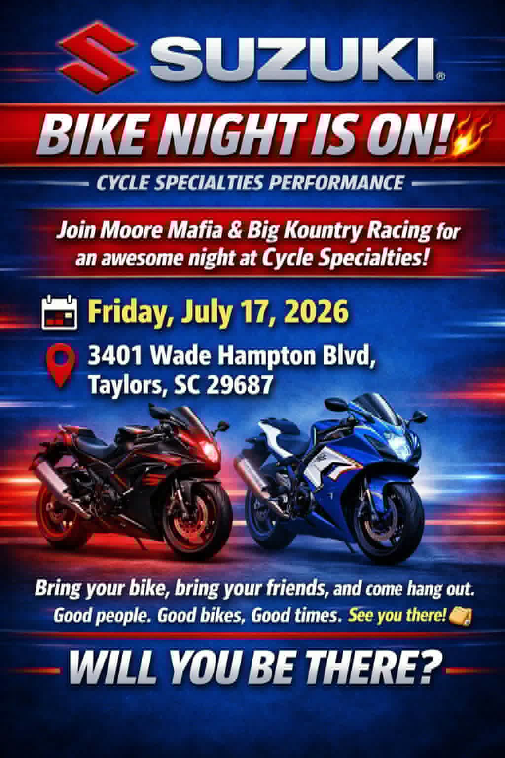 Suzuki Bike Night at Cycle Specialties Performance