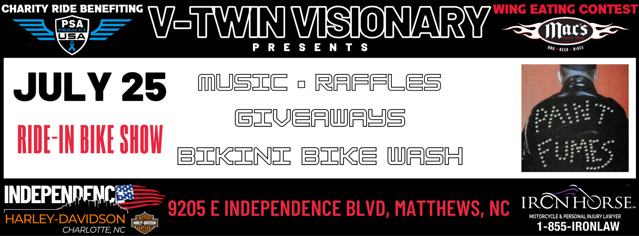 Ride-In Bike Show flyer at Independence Harley-Davidson in Matthews, North Carolina.