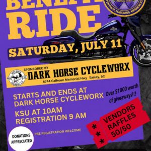 Sydney's Journey Benefit Ride flyer at Dark Horse Cycleworx in Easley South Carolina.