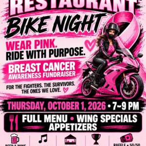 Grapevine Restaurant Bike Night Breast Cancer Awareness Fundraiser in Boiling Springs South Carolina on October 1 2026