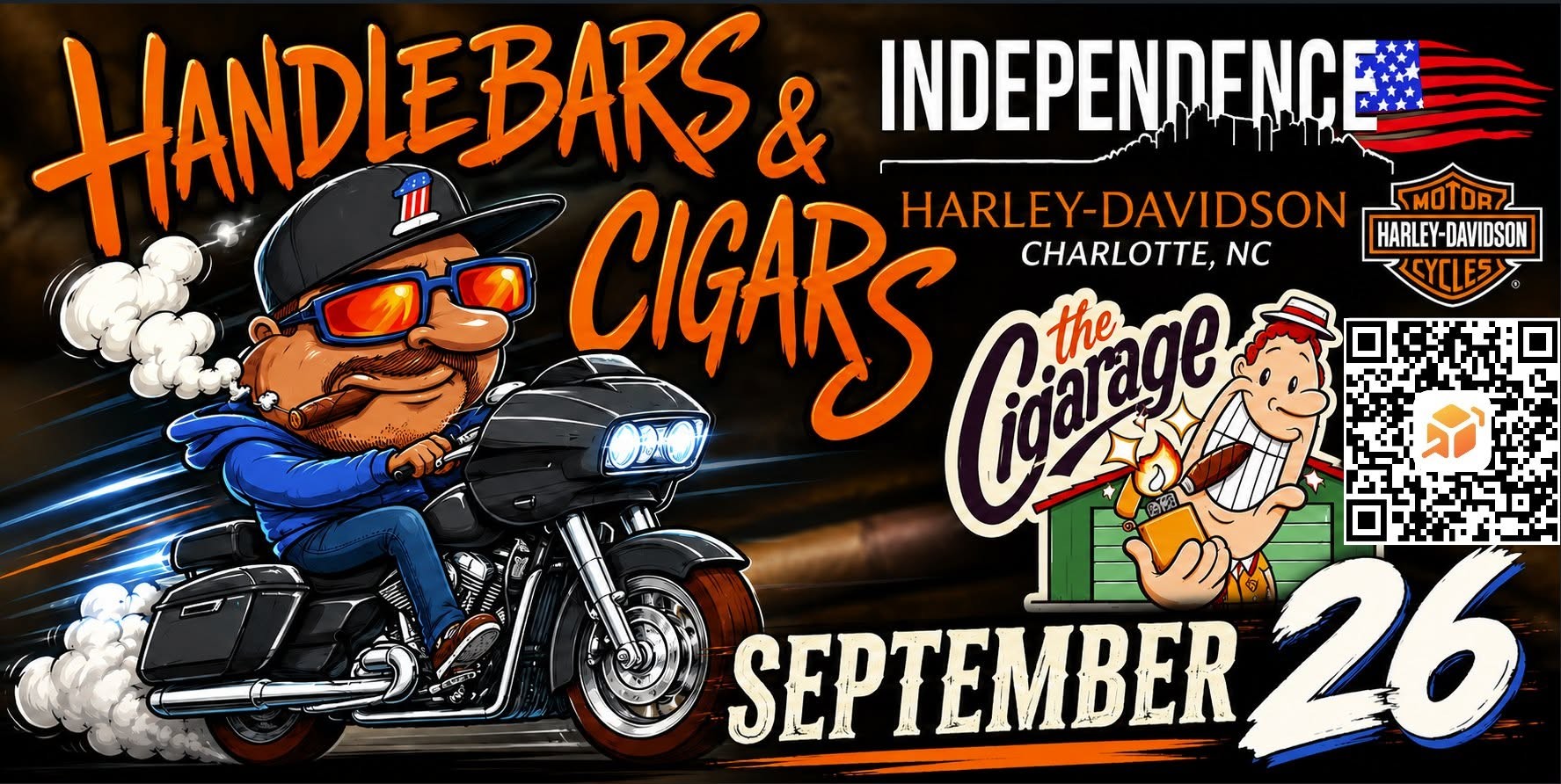 Handlebars and Cigars event at Independence Harley-Davidson in Matthews North Carolina on September 26 2026
