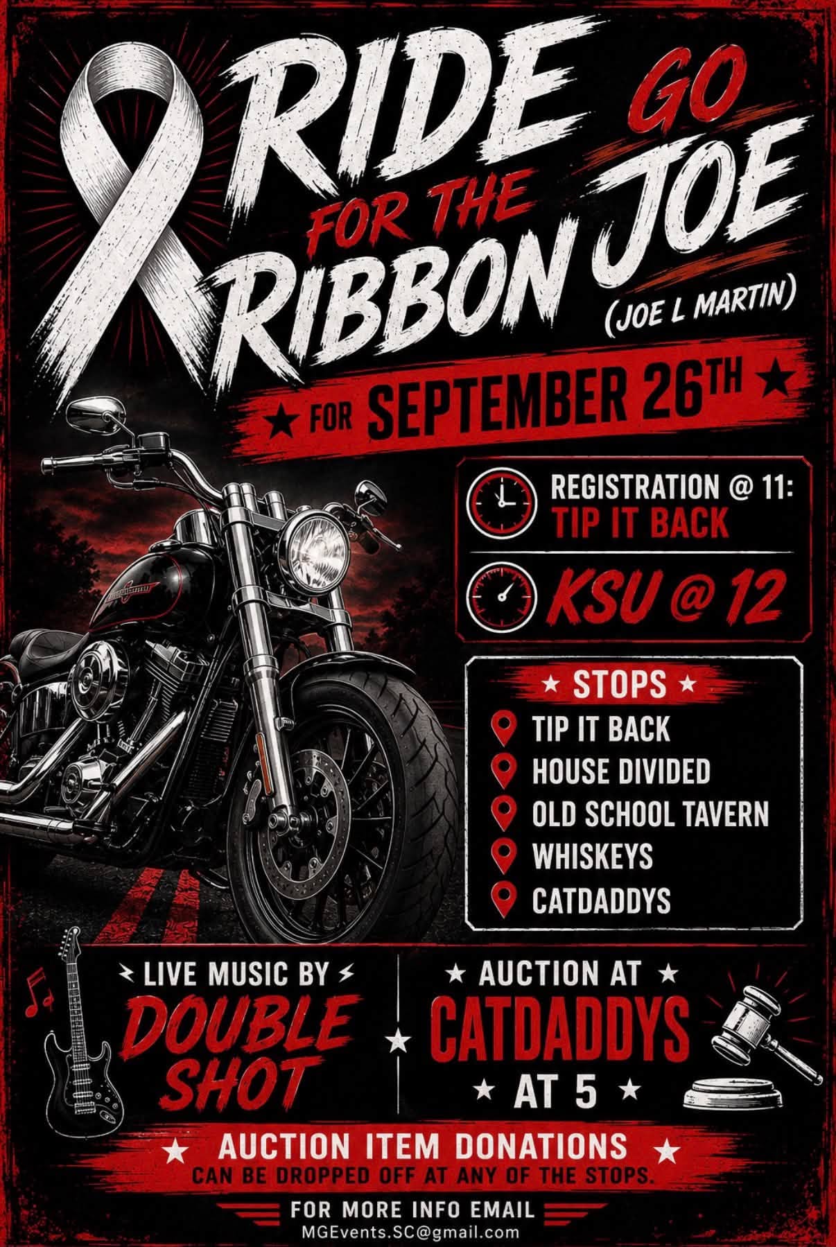 Ride for the Ribbon Go Joe Memorial Ride motorcycle event on September 26 2026