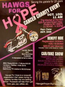 Hawgs for Hope Cancer Charity Event benefit ride and car and bike show in Pickens South Carolina on October 10 2026